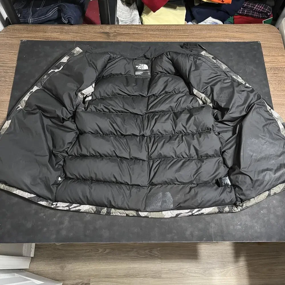 The North Face Nuptse 550 Down Puffer Vest Men Large Camo Ripstop Hiking Vintage